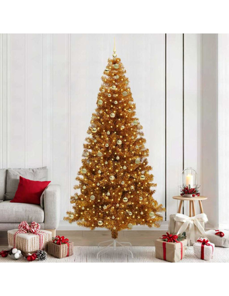 Albero di Natale con luci LED Oro 240 cm PET e acciaio