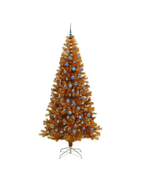 Albero di Natale con luci LED Oro 240 cm PET e acciaio