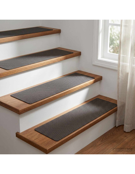 Tappeti per scale 15 pz 76 x 20 cm Motivo a rete nero