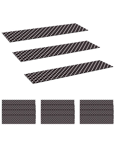 Tappeti per scale 15 pz 76 x 20 cm Nero e Bianco Poliestere
