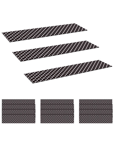 Tappeti per scale 15 pz 76 x 20 cm Nero e Bianco Poliestere