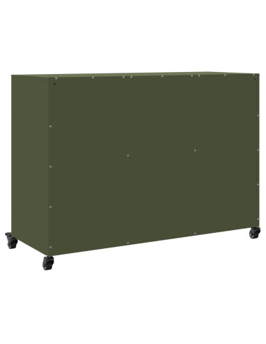Credenza Verde Oliva 100,5x39x72 cm Acciaio Laminato a Freddo