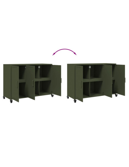 Credenza Verde Oliva 100,5x39x72 cm Acciaio Laminato a Freddo