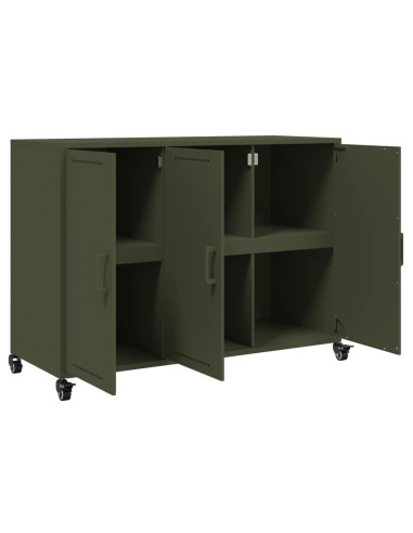 Credenza Verde Oliva 100,5x39x72 cm Acciaio Laminato a Freddo