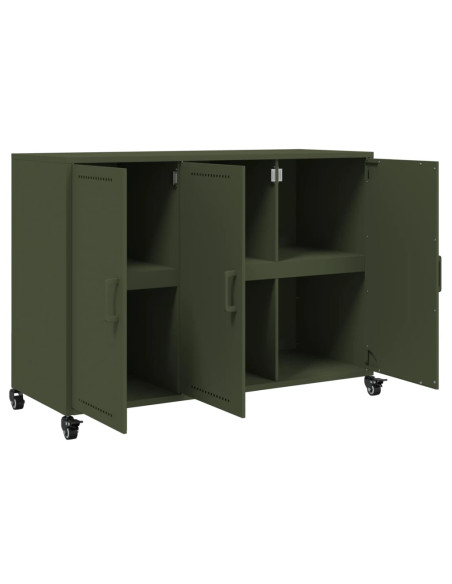 Credenza Verde Oliva 100,5x39x72 cm Acciaio Laminato a Freddo