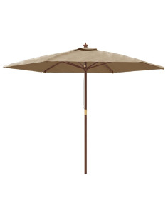 Ombrellone da Giardino con Palo in Legno Tortora 299x240 cm 2