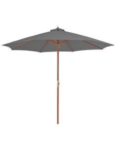 Ombrellone da Esterni con Palo in Legno 300 cm Antracite 2