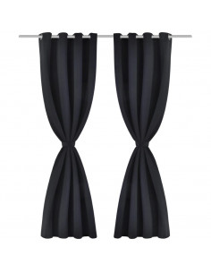 2 Pz Tende Oscuranti con Occhielli in Metallo 135x175 cm Nere 2