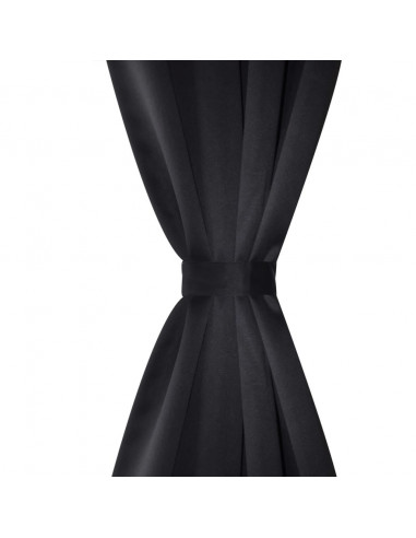 2 Pz Tende Oscuranti con Occhielli in Metallo 135x175 cm Nere