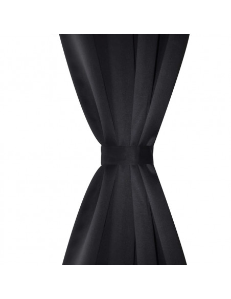 2 Pz Tende Oscuranti con Occhielli in Metallo 135x175 cm Nere