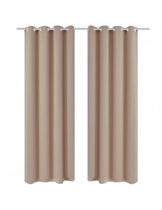 2 Pz Tende Oscuranti con Occhielli in Metallo 135x175 cm Crema