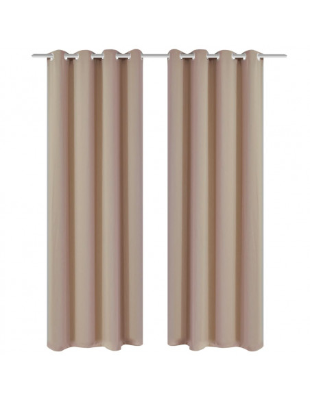 2 Pz Tende Oscuranti con Occhielli in Metallo 135x175 cm Crema