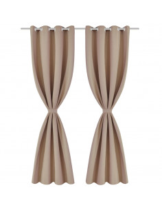 2 Pz Tende Oscuranti con Occhielli in Metallo 135x175 cm Crema 2