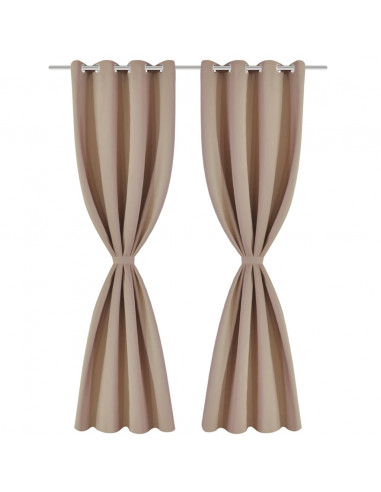 2 Pz Tende Oscuranti con Occhielli in Metallo 135x175 cm Crema