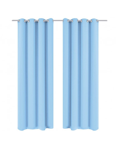 2 Pz Tende Oscuranti Occhielli in Metallo 135x245 cm Turchese