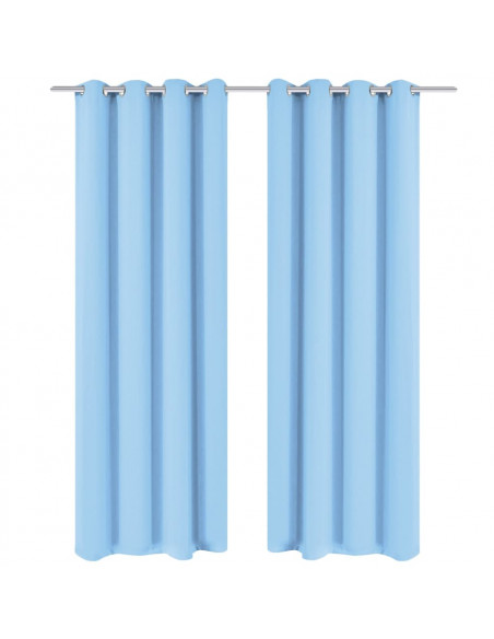 2 Pz Tende Oscuranti Occhielli in Metallo 135x245 cm Turchese
