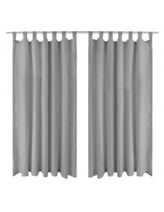 2 Pz Tende in Micro Raso con Passanti 140x225 cm Grigie