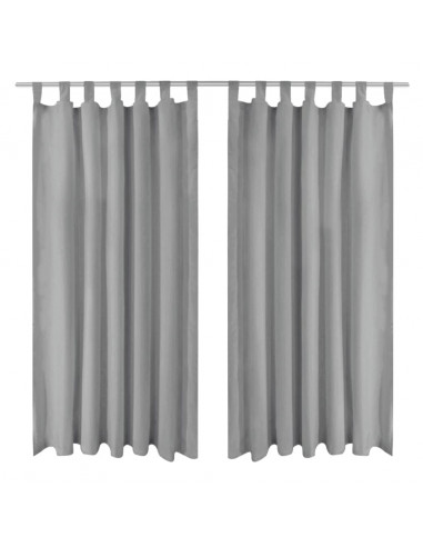 2 Pz Tende in Micro Raso con Passanti 140x225 cm Grigie