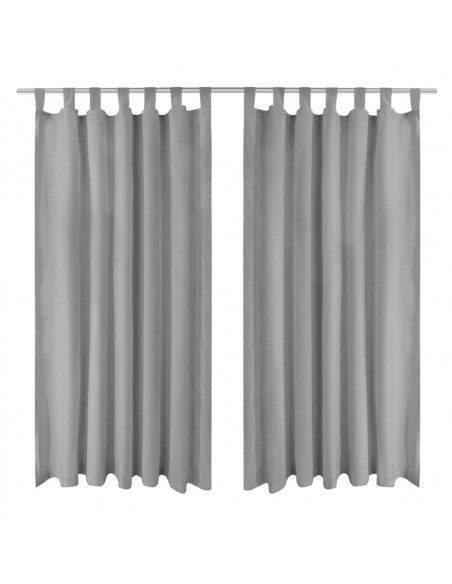 2 Pz Tende in Micro Raso con Passanti 140x225 cm Grigie