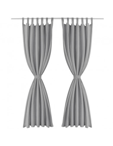 2 Pz Tende in Micro Raso con Passanti 140x225 cm Grigie
