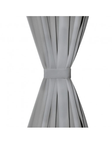 2 Pz Tende in Micro Raso con Passanti 140x225 cm Grigie