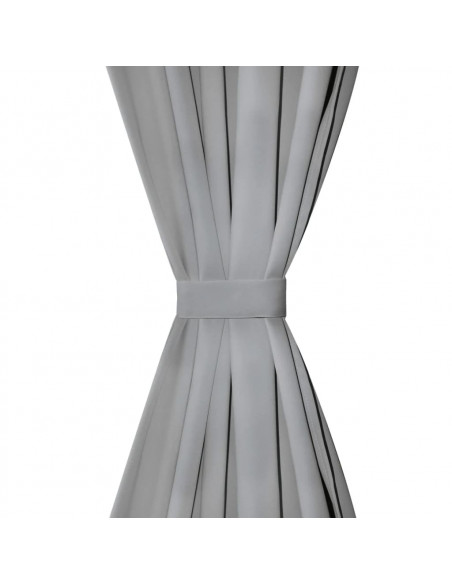 2 Pz Tende in Micro Raso con Passanti 140x225 cm Grigie