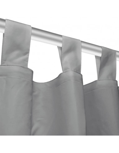 2 Pz Tende in Micro Raso con Passanti 140x225 cm Grigie