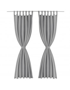 2 Pz Tende in Micro Raso con Passanti 140x245 cm Grigie 2