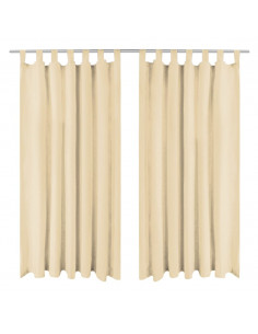 2 Pz Tende in Micro Raso con Passanti 140x225 cm Beige