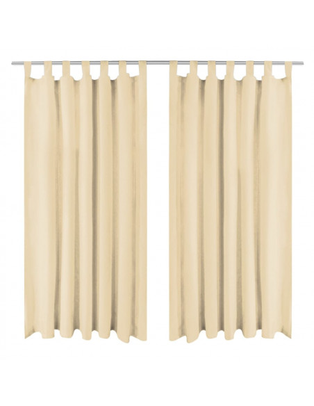 2 Pz Tende in Micro Raso con Passanti 140x225 cm Beige