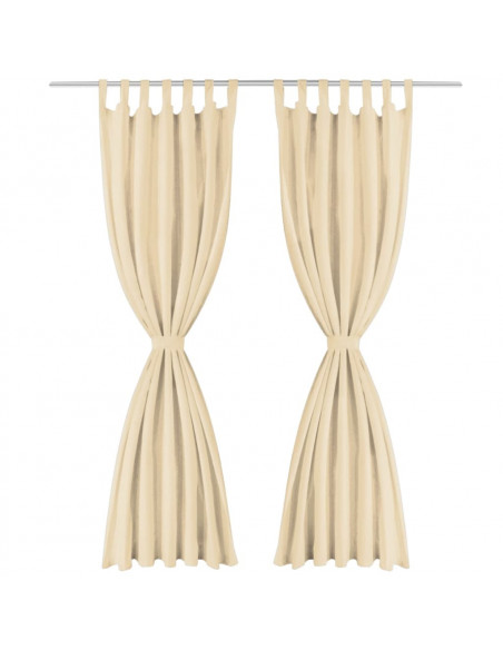 2 Pz Tende in Micro Raso con Passanti 140x225 cm Beige