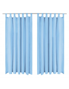 2 Pz Tende in Micro Raso con Passanti 140x225 cm Turchesi