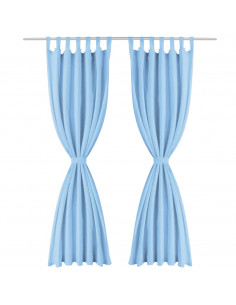 2 Pz Tende in Micro Raso con Passanti 140x225 cm Turchesi 2