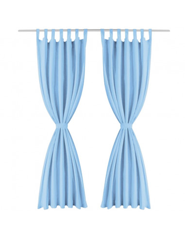 2 Pz Tende in Micro Raso con Passanti 140x225 cm Turchesi