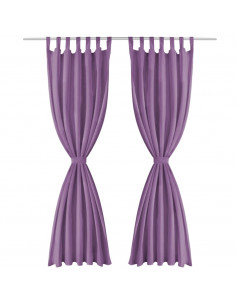 2 Pz Tende in Micro Raso con Passanti 140x175 cm Lilla 2
