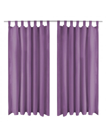 2 Pz Tende in Micro Raso con Passanti 140x225 cm Lilla