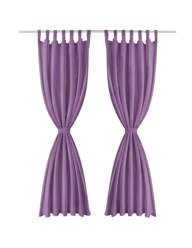 2 Pz Tende in Micro Raso con Passanti 140x225 cm Lilla