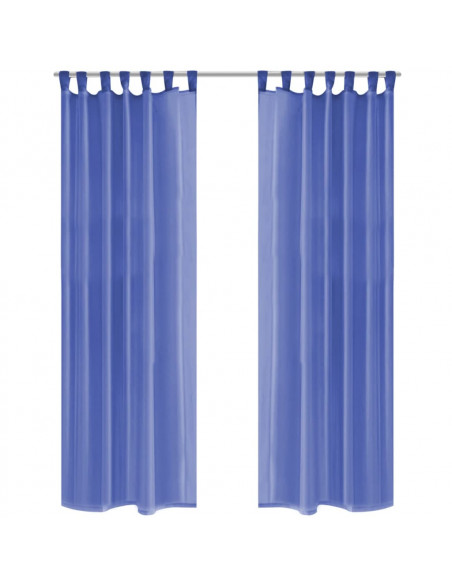 2 Pz Tende in Voile 140x245 cm Blu Reale