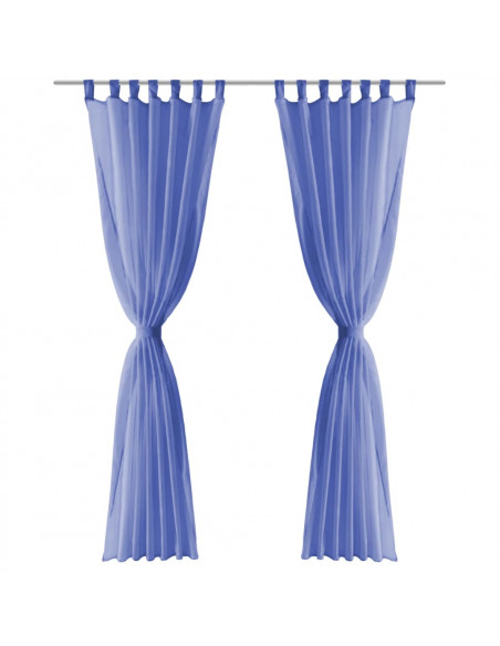 2 Pz Tende in Voile 140x245 cm Blu Reale