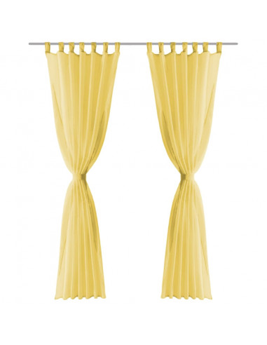 2 Pz Tende in Voile 140x175 cm Giallo