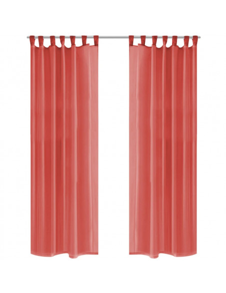 2 Pz Tende in Voile 140x225 cm Rosso