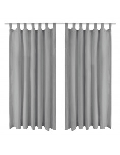 2 Pz Tende in Micro Raso con Passanti 140x175 cm Grigie