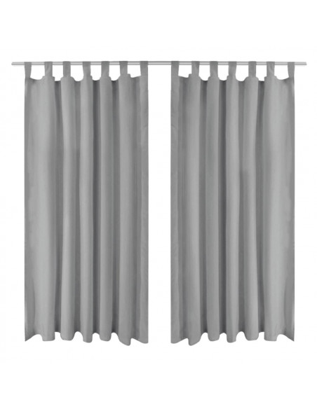 2 Pz Tende in Micro Raso con Passanti 140x175 cm Grigie