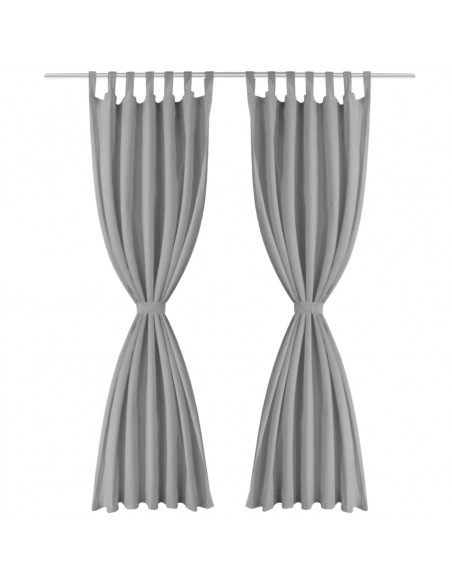 2 Pz Tende in Micro Raso con Passanti 140x175 cm Grigie