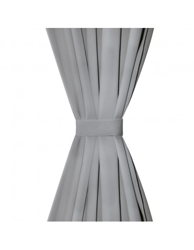 2 Pz Tende in Micro Raso con Passanti 140x175 cm Grigie