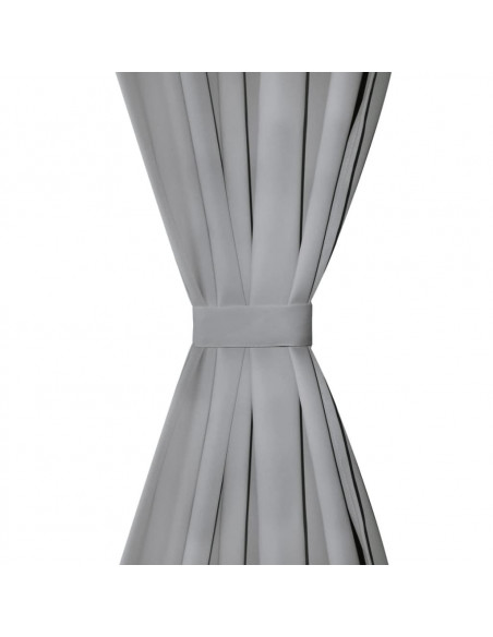 2 Pz Tende in Micro Raso con Passanti 140x175 cm Grigie
