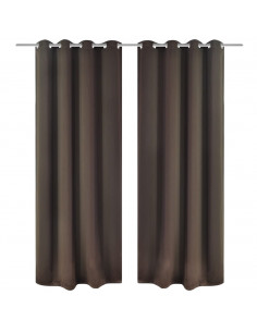2 Pz Tende Oscuranti con Occhielli in Metallo 135x175cm Marroni