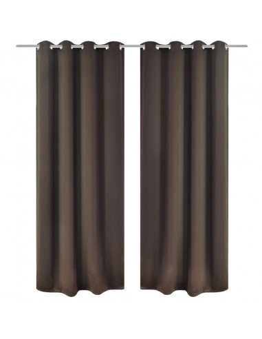 2 Pz Tende Oscuranti con Occhielli in Metallo 135x175cm Marroni