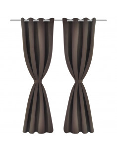 2 Pz Tende Oscuranti con Occhielli in Metallo 135x175cm Marroni 2