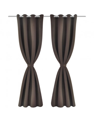 2 Pz Tende Oscuranti con Occhielli in Metallo 135x175cm Marroni